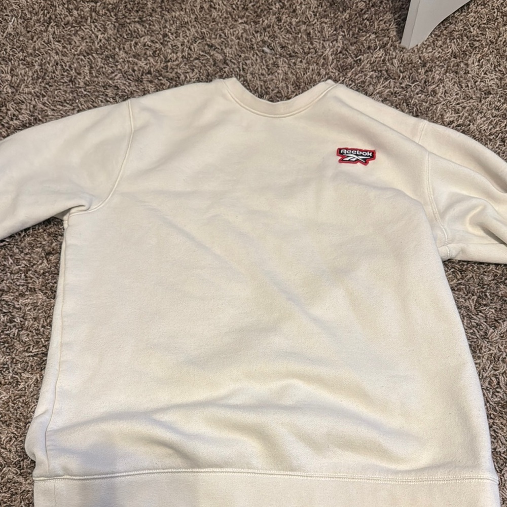 Reebok Cream Crewneck Sweater with Textured Knit